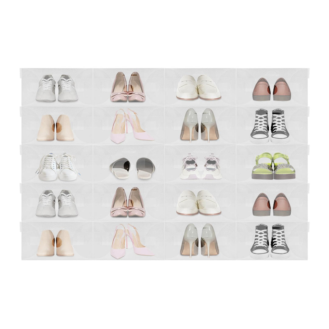 Schuhboxen Stapelbar 20er Set Aufbewahrung Für Schuhe und Ordnung Zuhause Weiss Klappdeckel Stabil F
