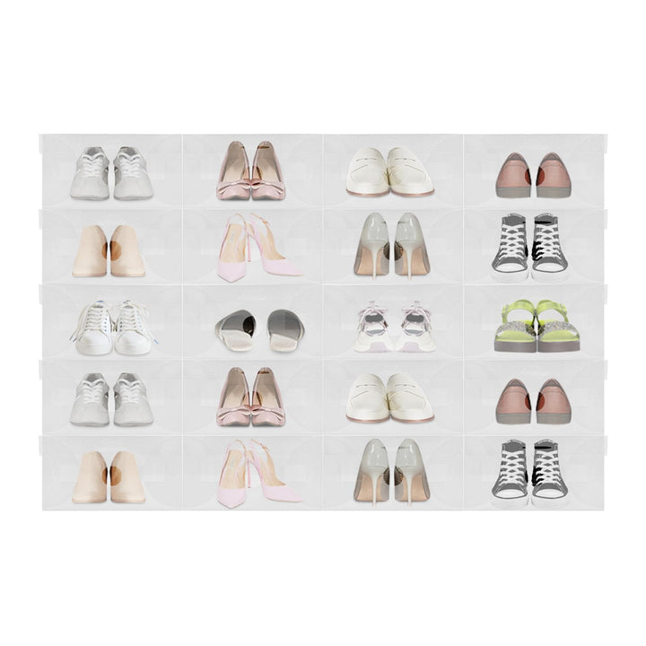 Schuhboxen Stapelbar 20er Set Aufbewahrung Für Schuhe und Ordnung Zuhause Weiss Klappdeckel Stabil F