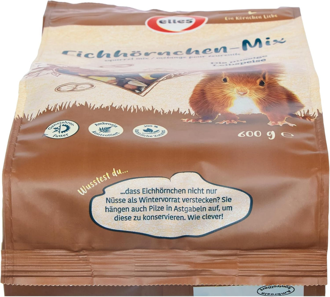 Elles Eichhörnchenfutter 5 x 600g I Nussige Vielfalt I Vitamine für Winter I Mit Erdnüssen, Hasel-,