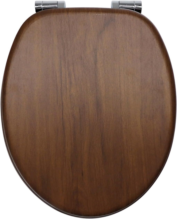 WC Sitz mit Absenkautomatik, Toilettendeckel aus Holz, Stabil Klodeckel mit Soft Close, Toilettensit
