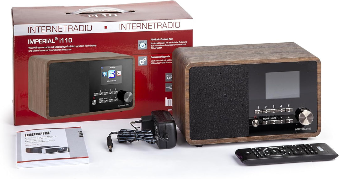 Imperial i110 Internetradio UPNP/DLNA Mediaplayer holzoptik Braun Single, Braun Single