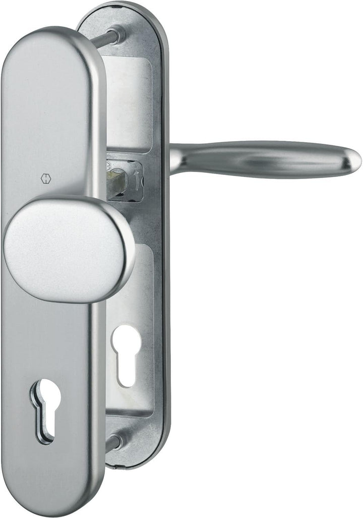 HOPPE Haustür Eingangstür Wechselgarnitur VERONA - Ö-Norm Entfernung 88mm, Aluminium Edelstahl-Effek