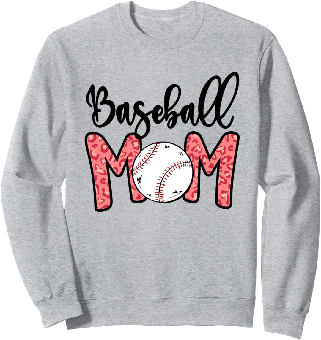 Funny Baseball Mom Leopard Print 4 Softball Mom Mother's Day Sweatshirt