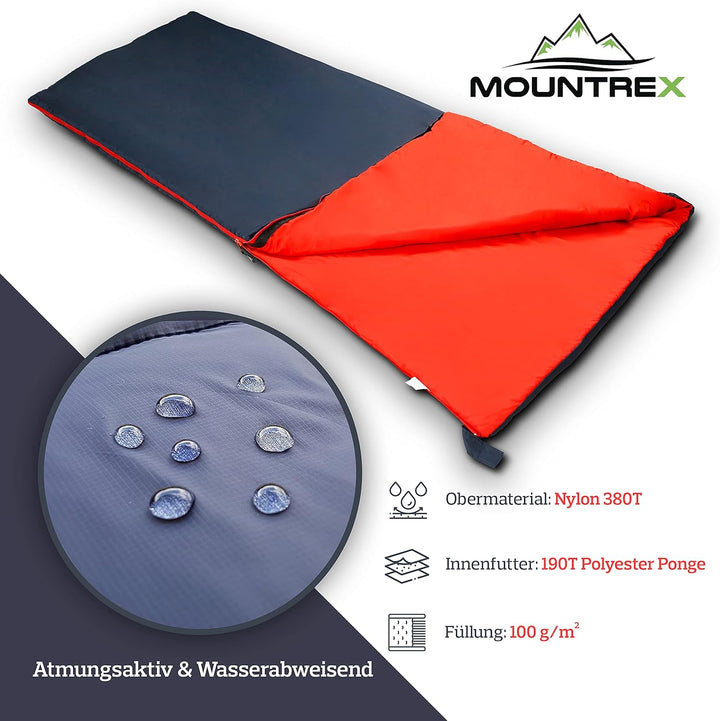MOUNTREX® Schlafsack - Kleines Packmass & Ultraleicht (700g) Sommer Deckenschlafsack - Outdoor Somme