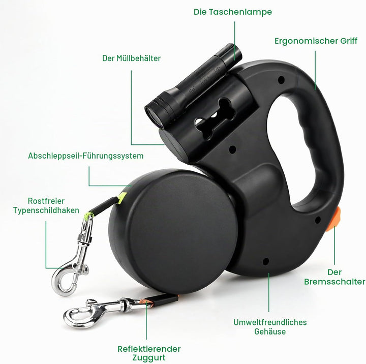Doppelleine für 2 Hunde - Automatische Hundeleine für 2 Hunde, 360°Verhedderungsfreier Leinenverläng