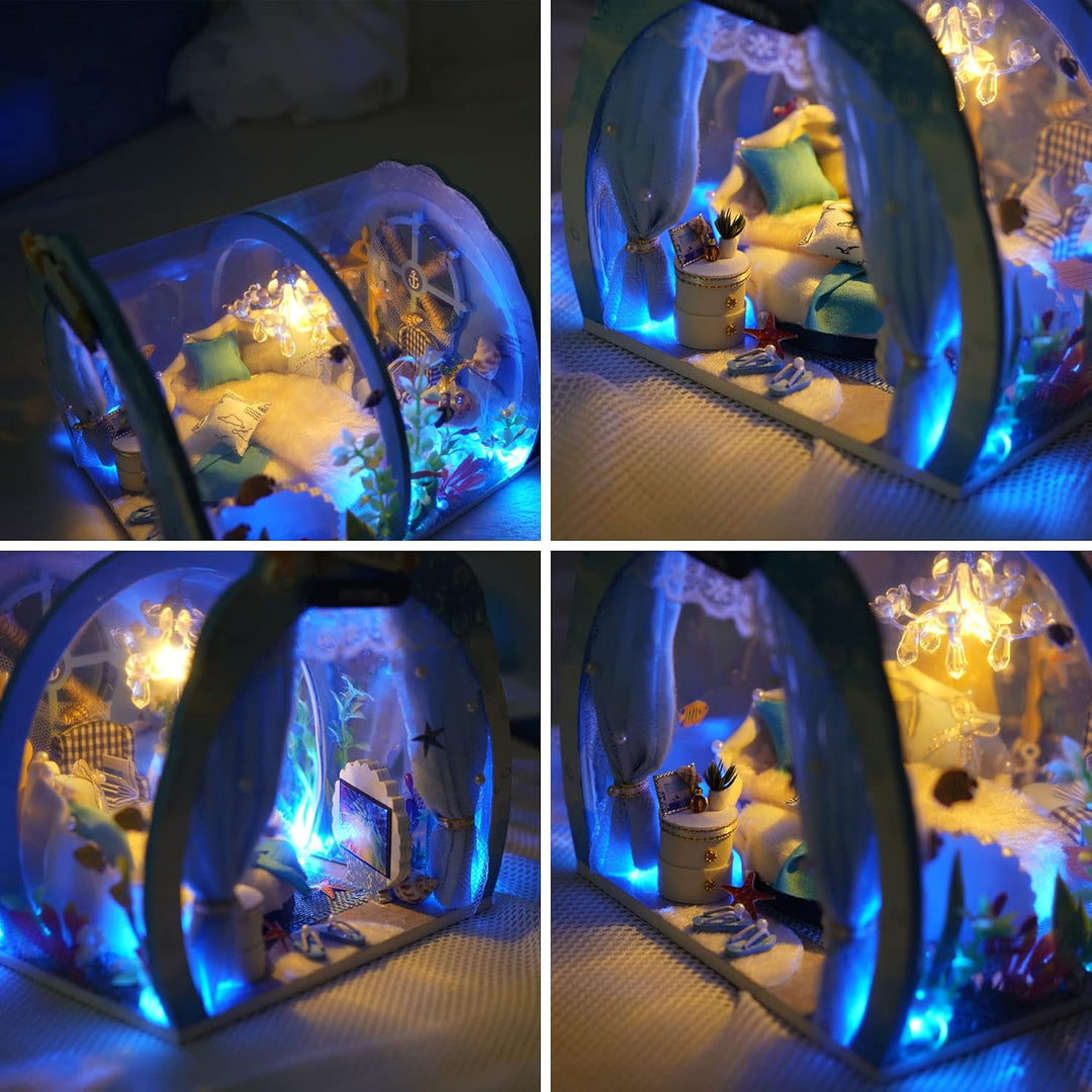 Cuteefun DIY Miniatur Puppenhaus Kit für Anfänger zu Bauen Miniatur Haus mit Möbeln und Werkzeugen S