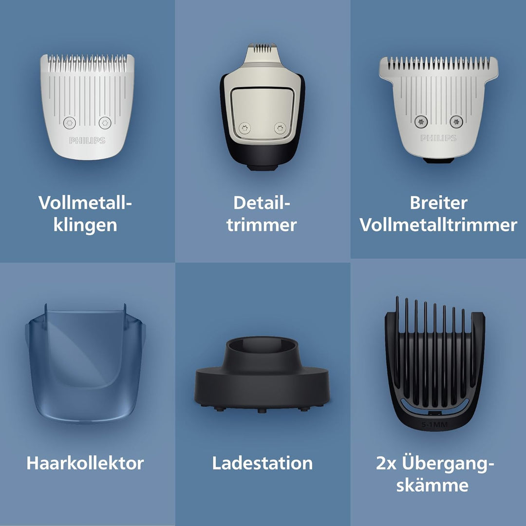 Philips Bartschneider 7000er-Serie – selbstschärfende Metallklingen, 40 Längeneinstellungen, BeardSe