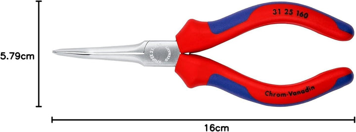 Knipex Greifzange (Nadelzange) verchromt, mit Mehrkomponenten-Hüllen 160 mm 31 25 160 abgewinkelter