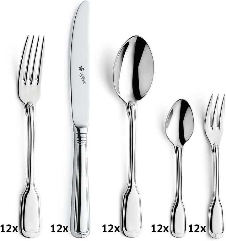 Paul Wirths AUGSBURGER FADEN 9800 Besteck Set 12 Personen, Edelstahl rostfrei, poliert & spülmaschin