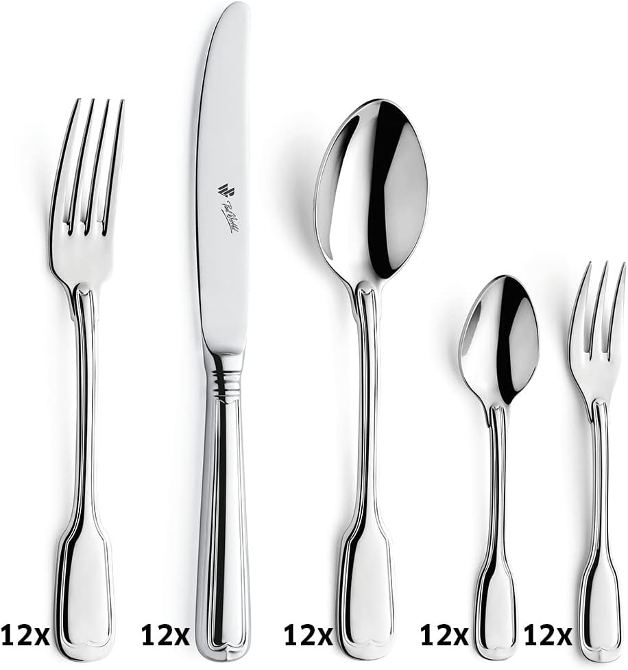 Paul Wirths AUGSBURGER FADEN 9800 Besteck Set 12 Personen, Edelstahl rostfrei, poliert & spülmaschin