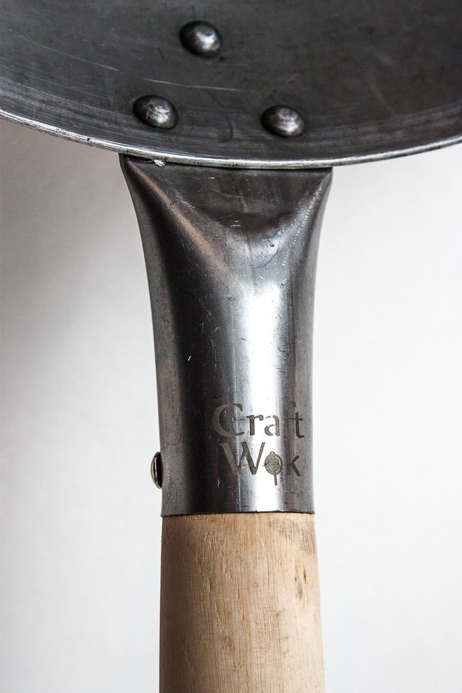 Craft Wok Grosser, schwerer, handgefertigter Pow-Wok aus Carbonstahl mit Holz- und Stahlgriff, 40 cm