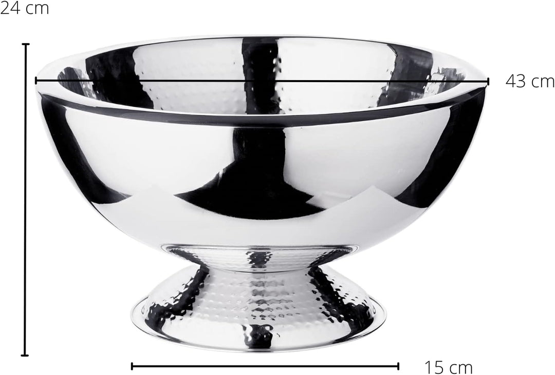 EDZARD Champagnerkühler Toni (Ø 43 cm, H 24 cm), Edelstahl hochglanzpoliert, doppelwandig, innen und