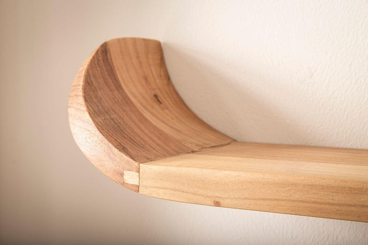FineBuy Wandregal Mango Massivholz 120cm · Hängeregal mit geschwungenen Enden · Handgefertigtes Rega