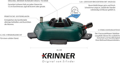 Krinner® Tree Genie L Christbaumständer Weihnachtsbaumständer mit extra Stabilisierungsfüsse Baumhöh