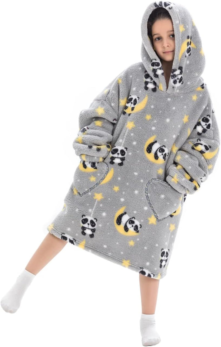 Ruiuzioong Kinder Übergrosse Kapuzenpullover,Super Weich Warmes Bequeme Tragbare Decken Sweatshirt f