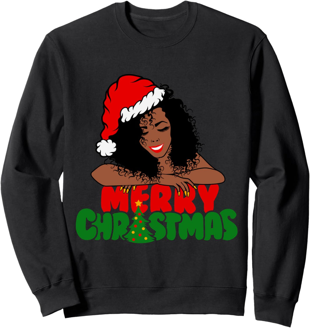 Frohe Weihnachten schwarze Frau festliche Sweatshirt