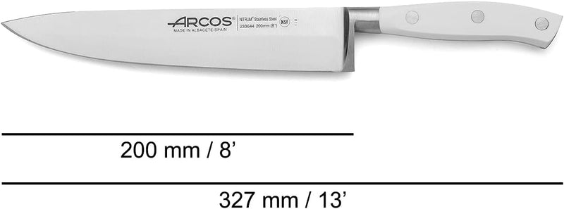 Arcos Serie Riviera Blanc - Kochmesser - Klinge aus Nitrum geschmiedetem Edelstahl 200 mm - HandGrif