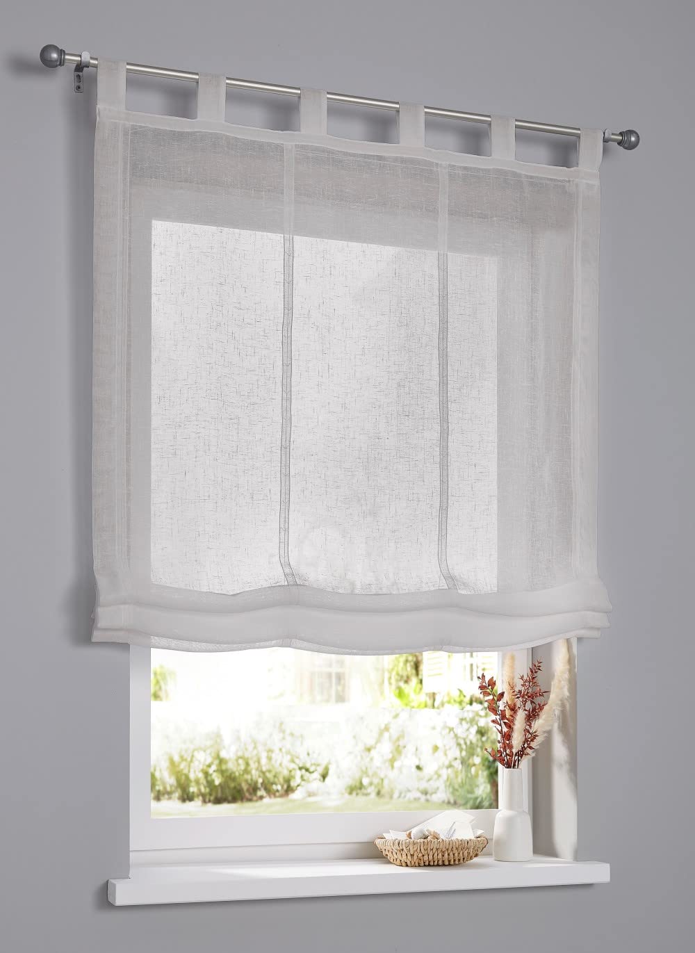 Raffrollo Schlaufenrollo Brondby Taupe halbtransparent Breite 120 cm x Höhe 145 cm B120 x H145 cm Ta