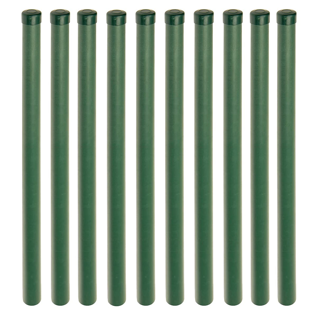 HaGa® Kunststoffpfahl 10 Stück inkl. Abdeckkappe - Zaunpfahl 3,8cm Stärke x 125cm Höhe - Pfahl glasf