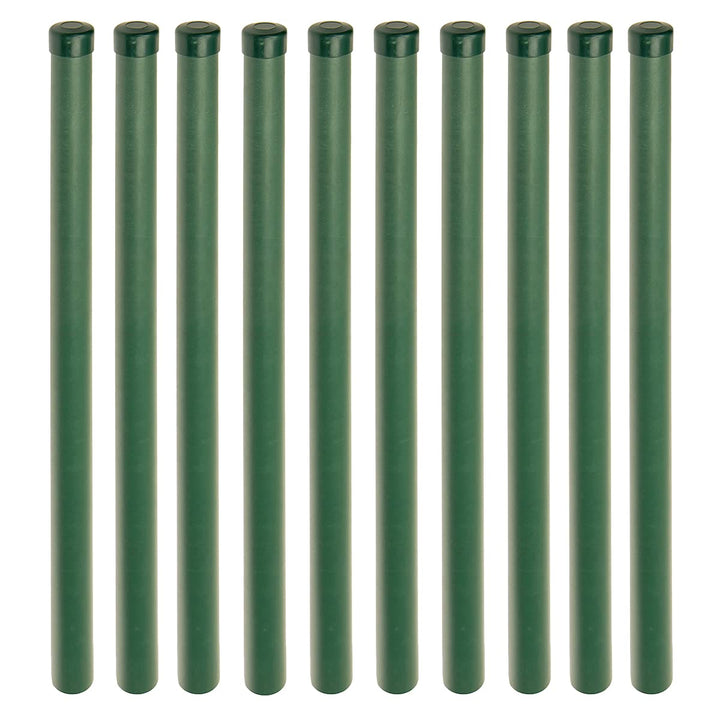HaGa® Kunststoffpfahl 10 Stück inkl. Abdeckkappe - Zaunpfahl 3,8cm Stärke x 125cm Höhe - Pfahl glasf
