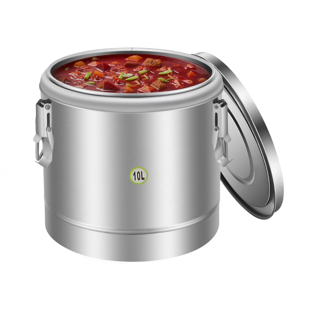 Transport Thermobehälter für Essen, 10/20/30L Gastro Warmhaltebehälter Isolierter Edelstahl Thermobo