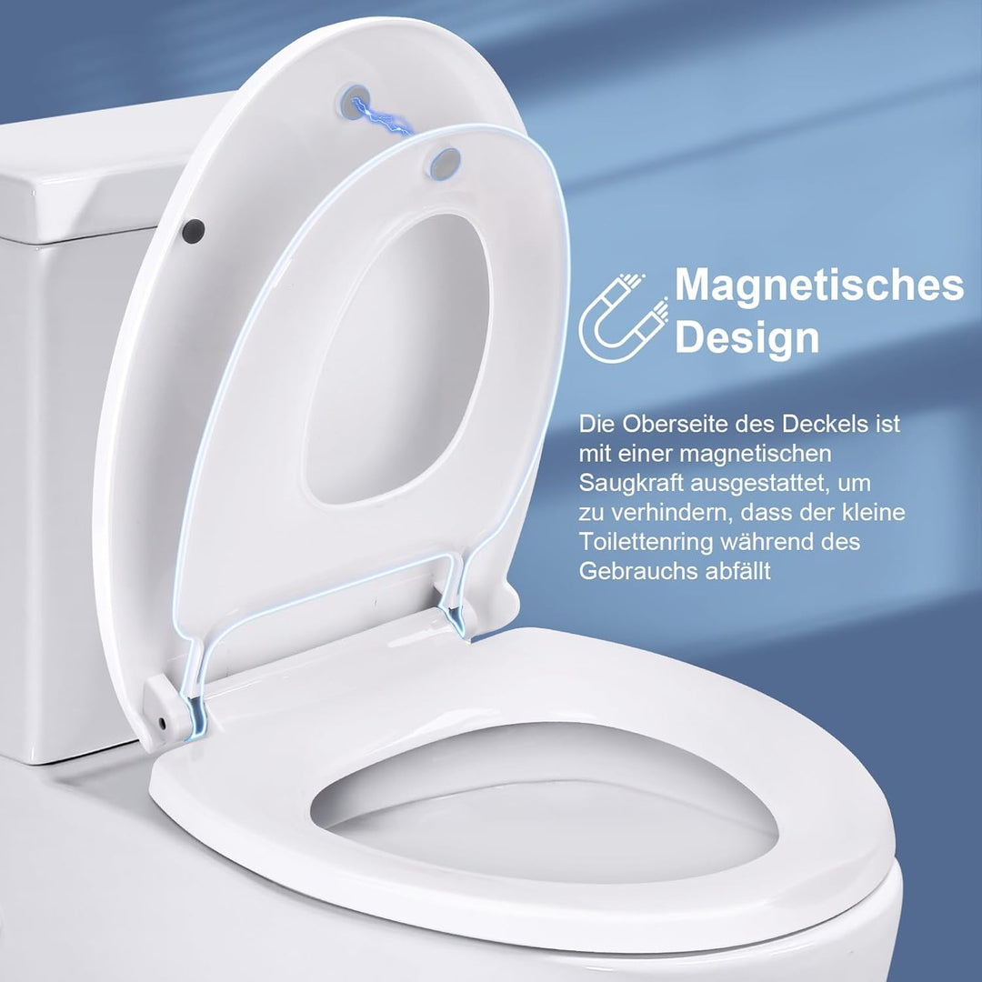 Toilettendeckel mit Absenkautomatik Familien-Toilettensitz – Weicher Anti-Splat Toilettensitz mit So