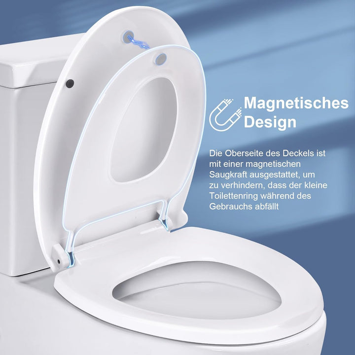 Toilettendeckel mit Absenkautomatik Familien-Toilettensitz – Weicher Anti-Splat Toilettensitz mit So