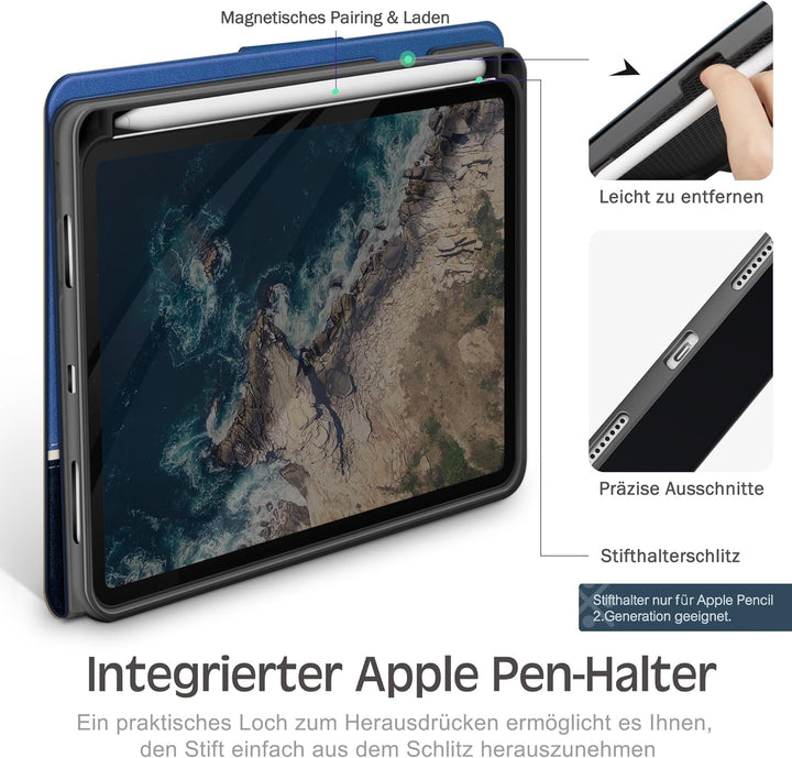 KingBlanc für iPad mini 7 Hülle (A17 Pro) 8,3 Zoll 2024, iPad mini 6 Hülle 2021 mit Stifthalter, Veg