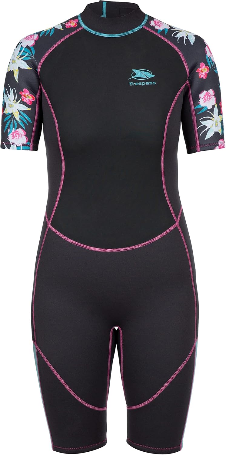 Trespass Damen-Neoprenanzug, kurz, 3 mm, Reissverschluss hinten, Sonar dunkelgrau 10 UK, dunkelgrau