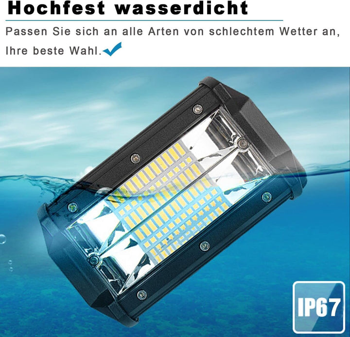 AufuN LED Arbeitsscheinwerfer 72W LED Zusatzscheinwerfer Offroad Scheinwerfer 21600LM 10-30V 6000K A