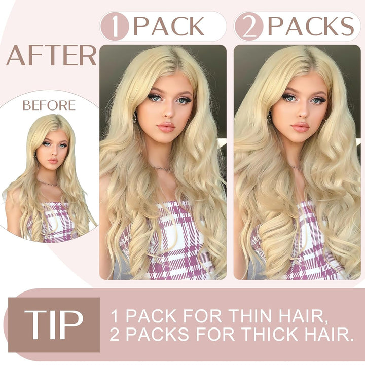 Haarteil Clip in Extensions Echthaar DICKER 1 Tresse 5 Clips Dicker Dichter Haarverlängerung 100% Re