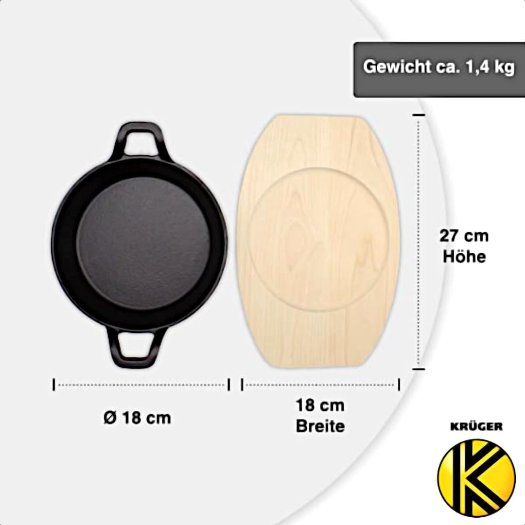 Karl Krüger Eisenguss Servierpfanne Serie Toledo 18 cm Schwarz