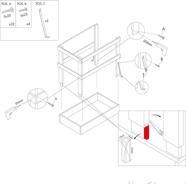 Lukenschutzgeländer zur Absicherung von Deckenöffnungen | Für Dolle Bodentreppe bis 130 x 70 cm