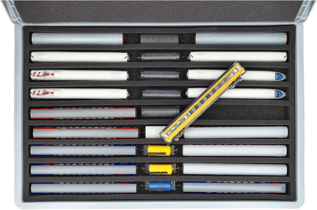 Feldherr Eurobox 60 x 40 cm Set für Modelleisenbahnen - Spur TT - 9 Fächer - Schaumstoffeinlage für