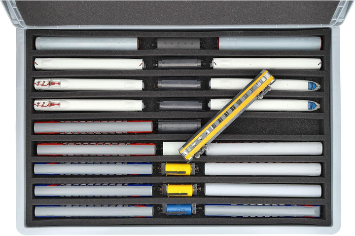 Feldherr Eurobox 60 x 40 cm Set für Modelleisenbahnen - Spur TT - 9 Fächer - Schaumstoffeinlage für