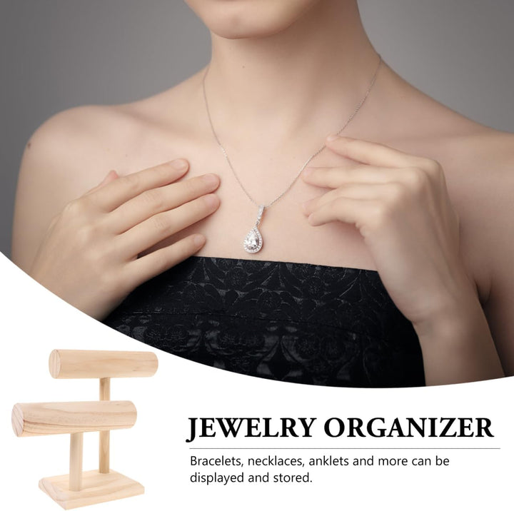 IMIKEYA Schmuckständer für Armbänder, 2 Rollen Holz Schmuckständer Armbandständer Beige Schmuckhalte