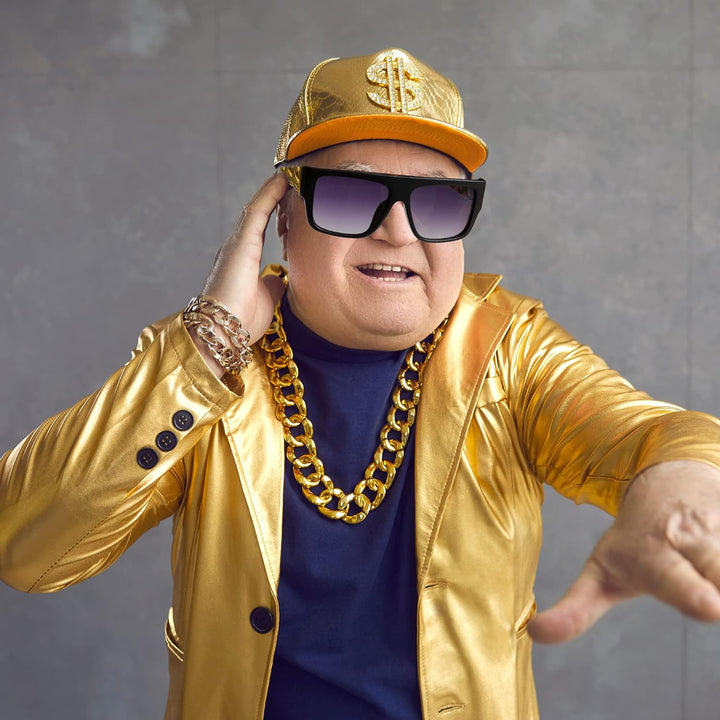 Rapper-Zubehör der 80er/90er Jahre für Rap-Konzerte, Hip Hop-Kostüm-Set, inklusive Sonnenbrille, Hip