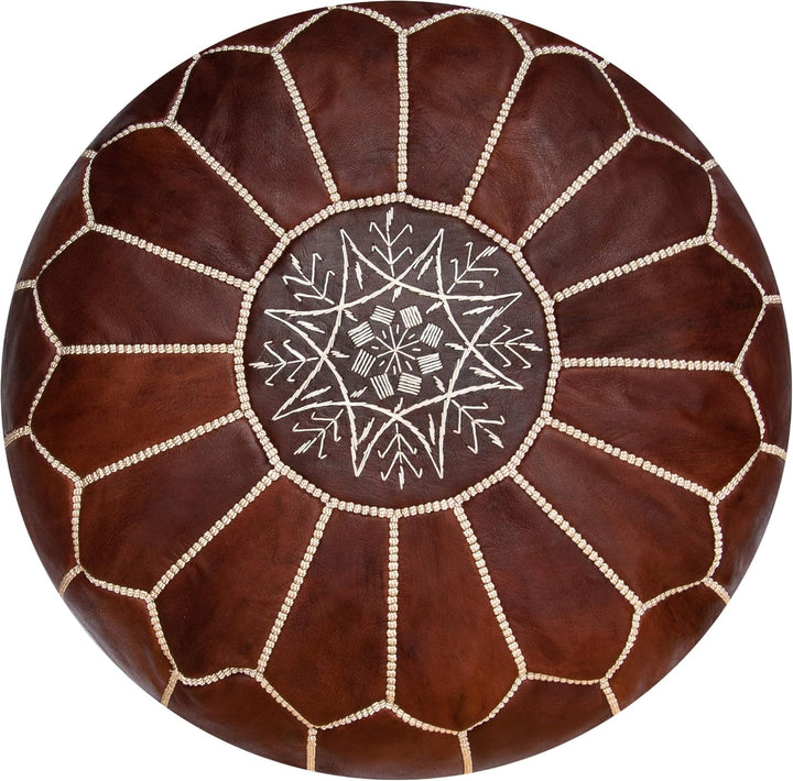 Poufs&Pillows Premium Echt Leder Pouf - Handgefertigt - Gefüllt geliefert - Ottoman, Sitzsack, Fussh