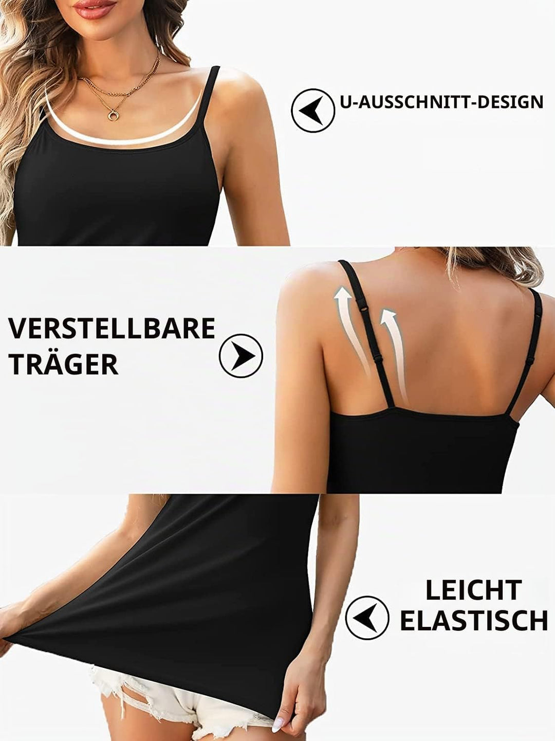 Attraco 2er Pack Damen Baumwolle Tank Top mit Regal BH Unterhemd Verstellbarer breiter Riemen Camiso