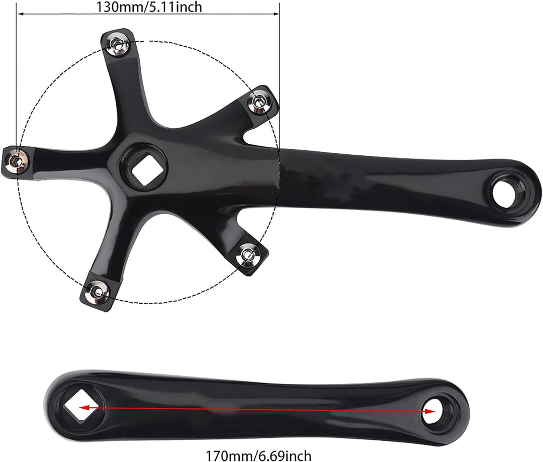 Dioche Kurbelgarnitur Fahrrad, 170 mm Mountain Road Bike Legierung Fahrrad Kettenrad Kurbel Ersatzte