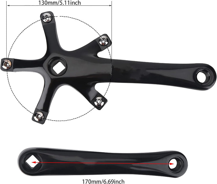 Dioche Kurbelgarnitur Fahrrad, 170 mm Mountain Road Bike Legierung Fahrrad Kettenrad Kurbel Ersatzte