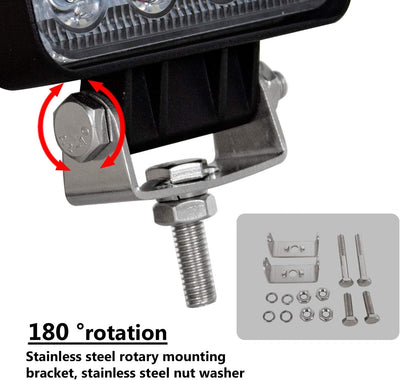 Willpower 10pc LED Scheinwerfer 4‘’ 10cm 48W LED Arbeitsscheinwerfer 12V 24V Flutlicht Zusatzscheinw