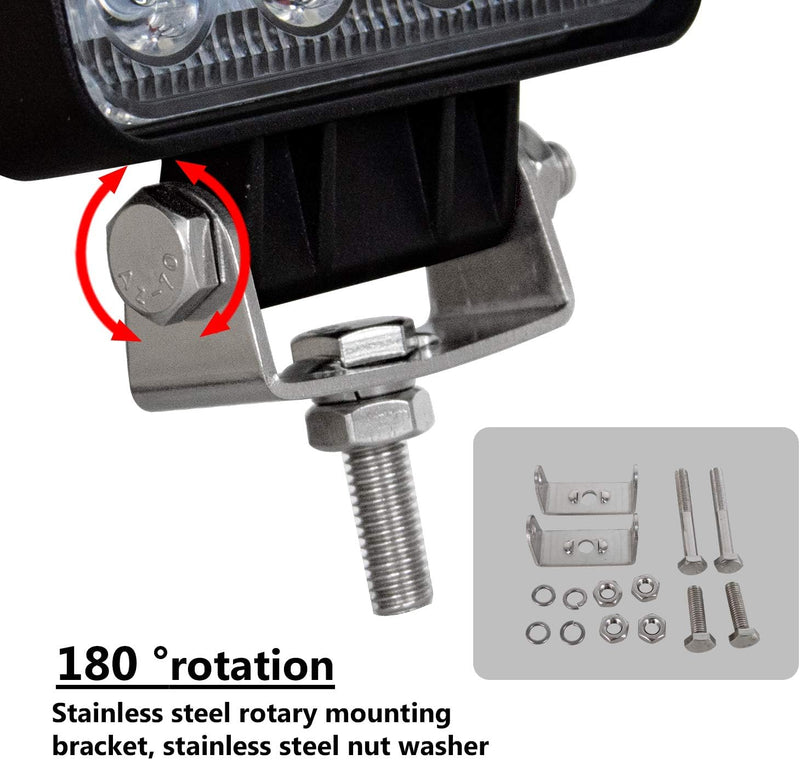 Willpower 10pc LED Scheinwerfer 4‘’ 10cm 48W LED Arbeitsscheinwerfer 12V 24V Flutlicht Zusatzscheinw