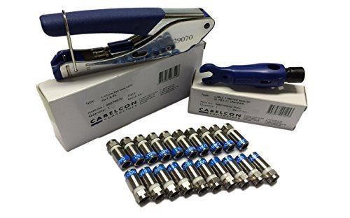 Cabelcon SET bestehend aus Kompressionszange Pocket Tool + Cable Stripper + 20 Stück Kompressions-F-