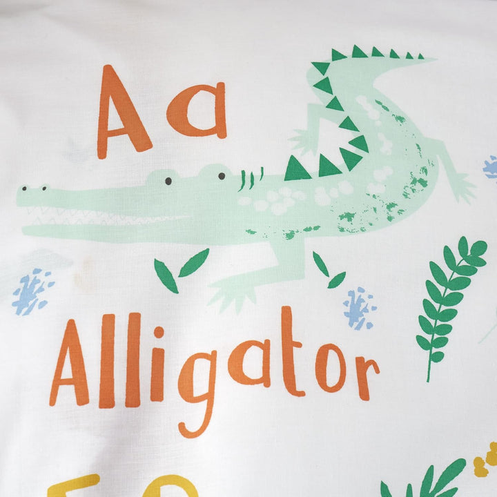 Happy Linen Company Bettwäsche-Set für Mädchen und Jungen, mit Tiermotiven, ABC, Weiss, mehrfarbig,