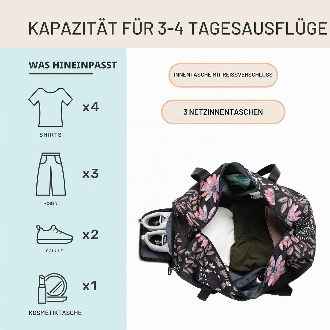 Jadyn Unisex-Erwachsene Weekender Gepäck-Handgepäck L Black Floral, L Black Floral