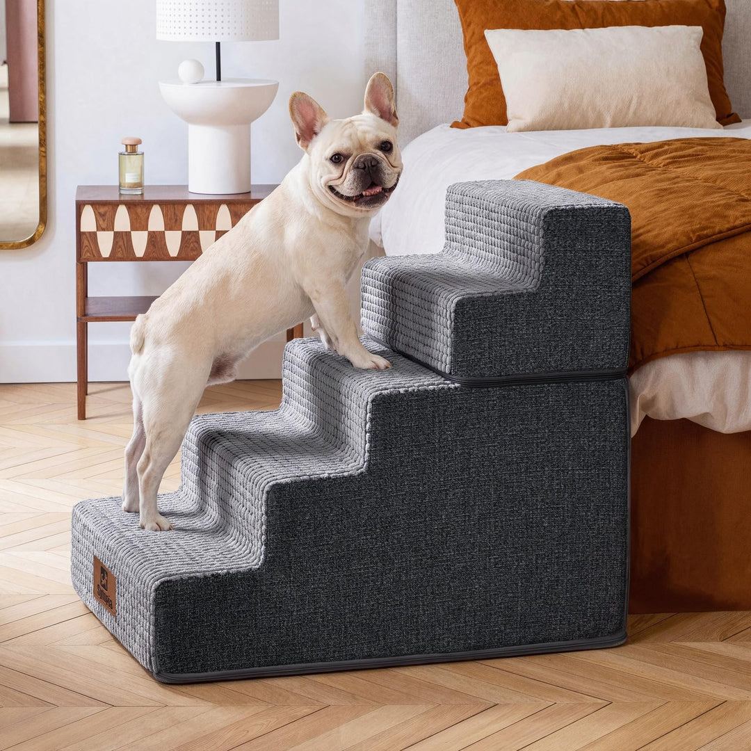Sytopia Haustiertreppe, 5 Stufen, Hochelastischer Schwamm, Waschbar Bezug, Hundetreppe Für Kleine Hu