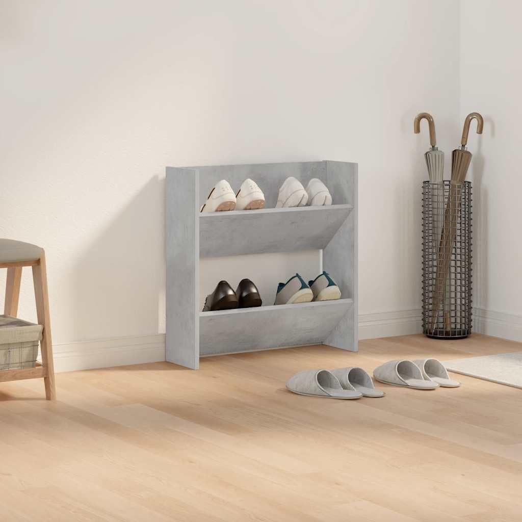 60x18x60 cm Wand Schuhschrank mit 2 Kippböden Schuhregal Schmal Betongrau Schuhbank Shoe Rack Schuhk