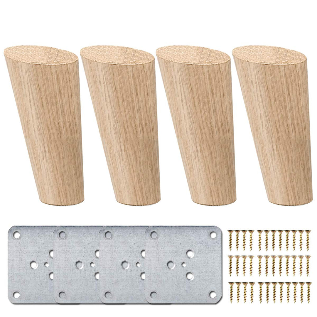 8cm Holz Tischbeine, La Vane 4 Stück Massivholz Schräg Konisch Ersatz Möbelfüsse Möbelbeine mit Mont