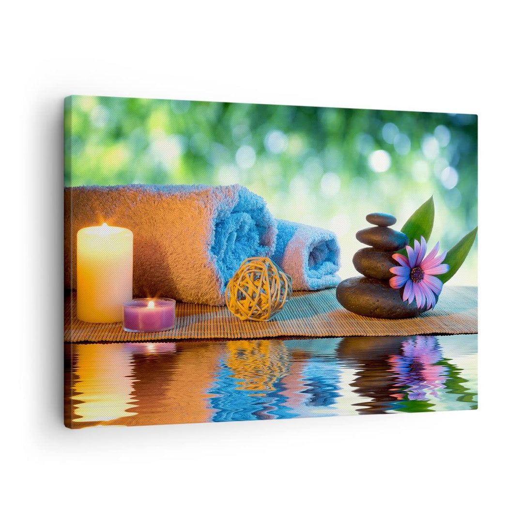 Bilder auf Leinwand Natur Entspannung Spa Kerzen Leinwandbild 70x50cm Wandbilder Dekoration Wohnzimm